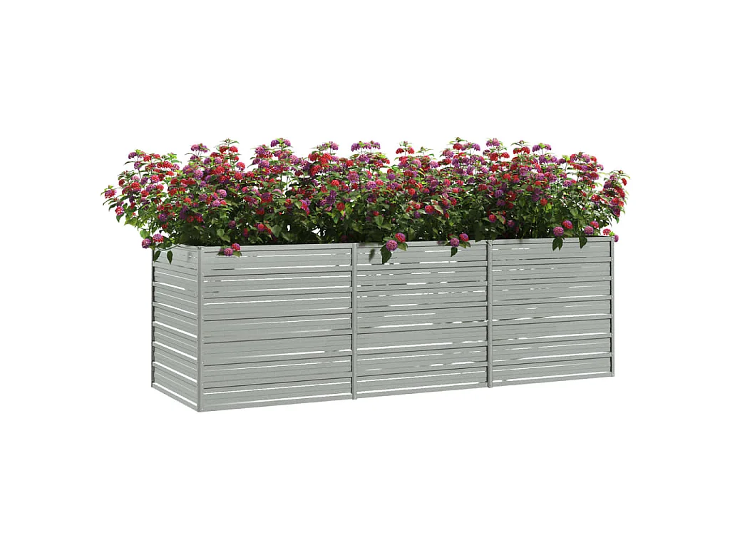 Jardinera de acero galvanizado plateado 240x80x77 cm ES31708