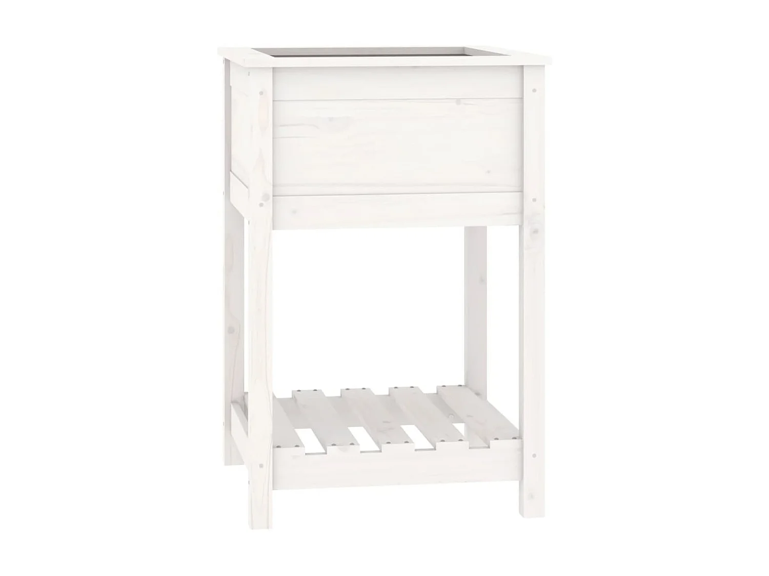 Jardinera con estante madera maciza de pino blanco 54x54x81 cm ES38073