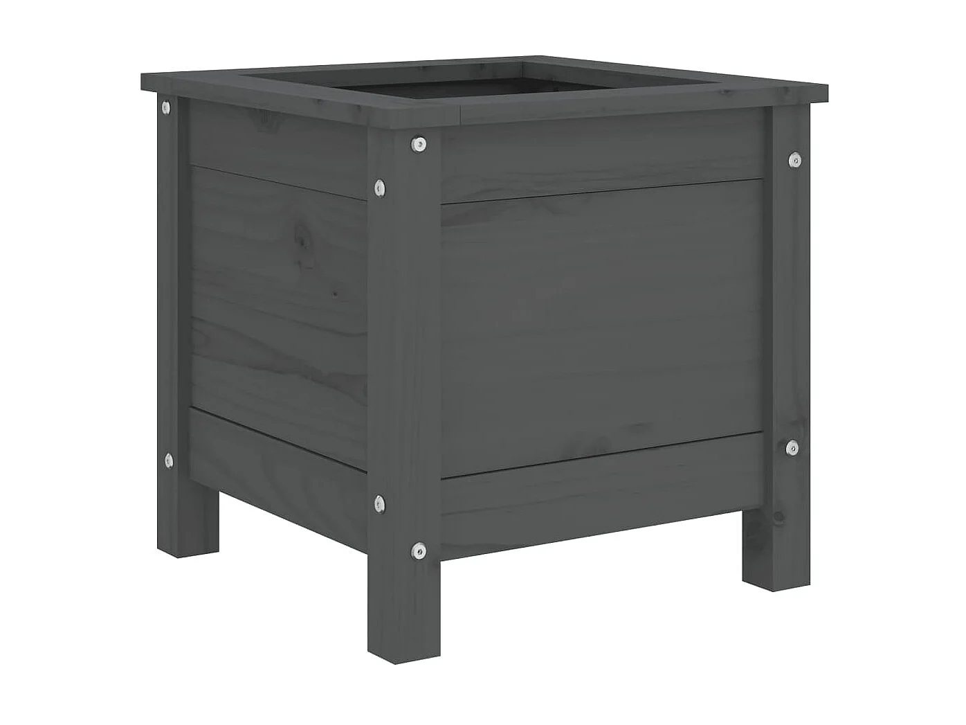 Jardinière gris 40x40x39 cm bois massif de pin BE7144