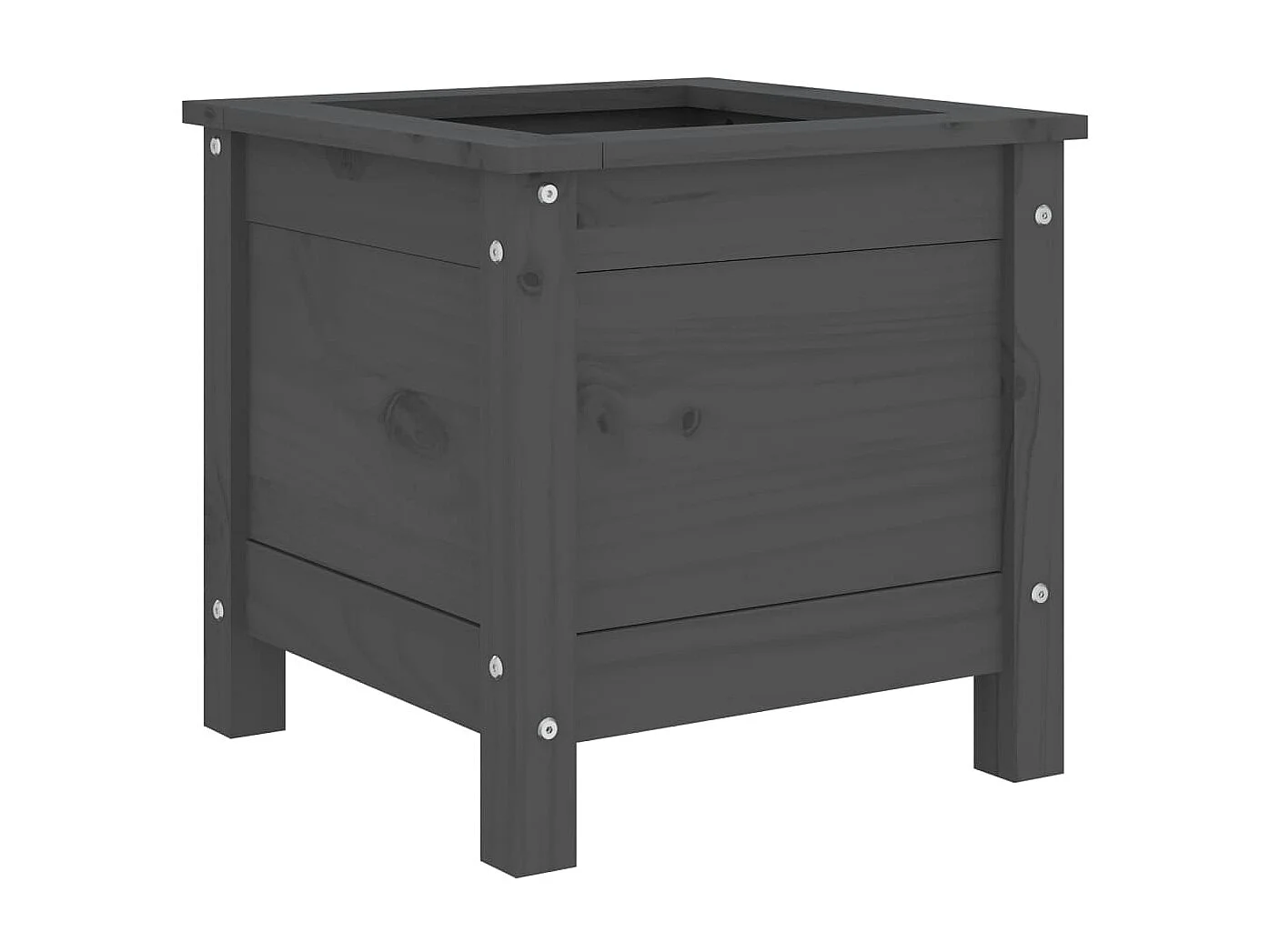 Jardinera madera maciza de pino gris 40x40x39 cm ES51133