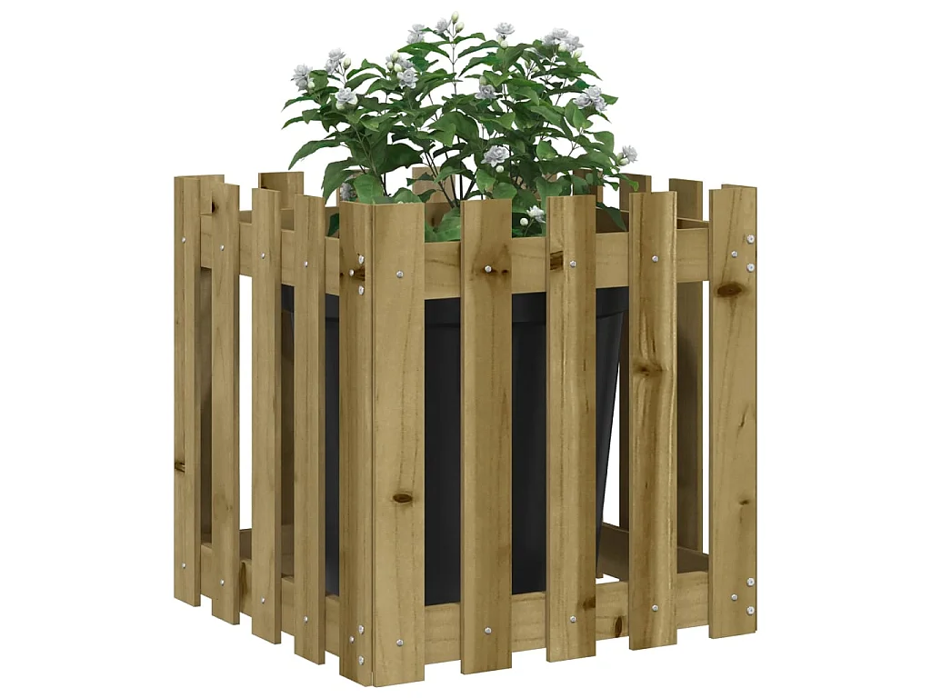 Vaso de jardim c/ design de cerca 50x50x50 cm pinho impregnado PT717236