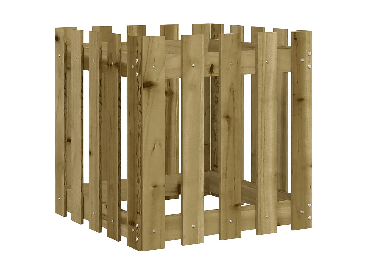 Jardinière avec design de clôture 50x50x50 cm pin imprégné BE3765