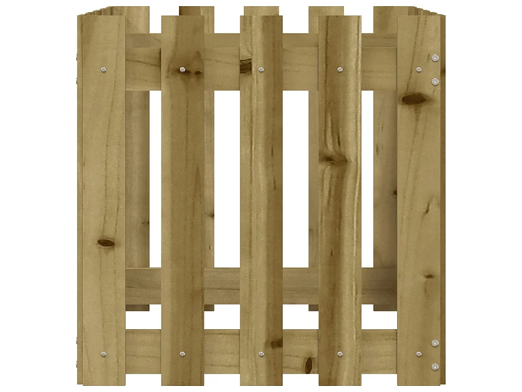 Jardinière avec design de clôture 50x50x50 cm pin imprégné BE3765