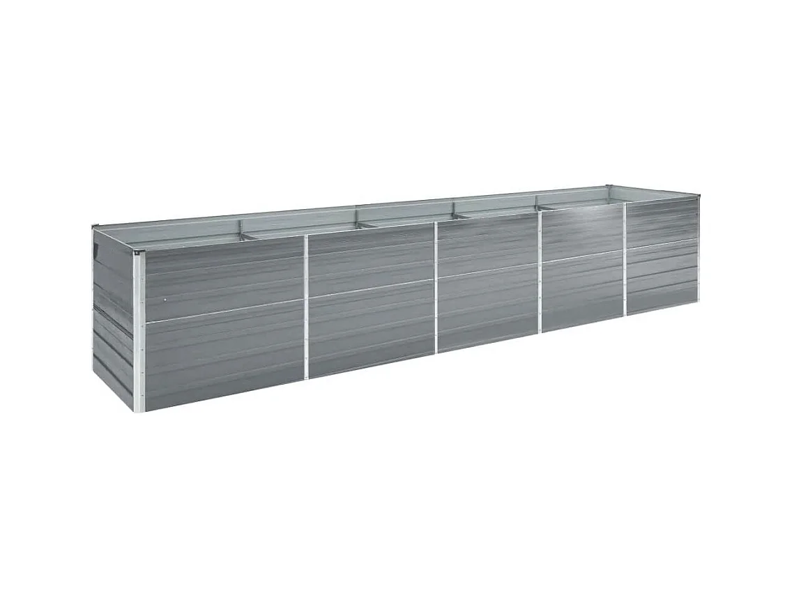 Jardinera de jardín de acero galvanizado gris 400x80x77 cm ES88753