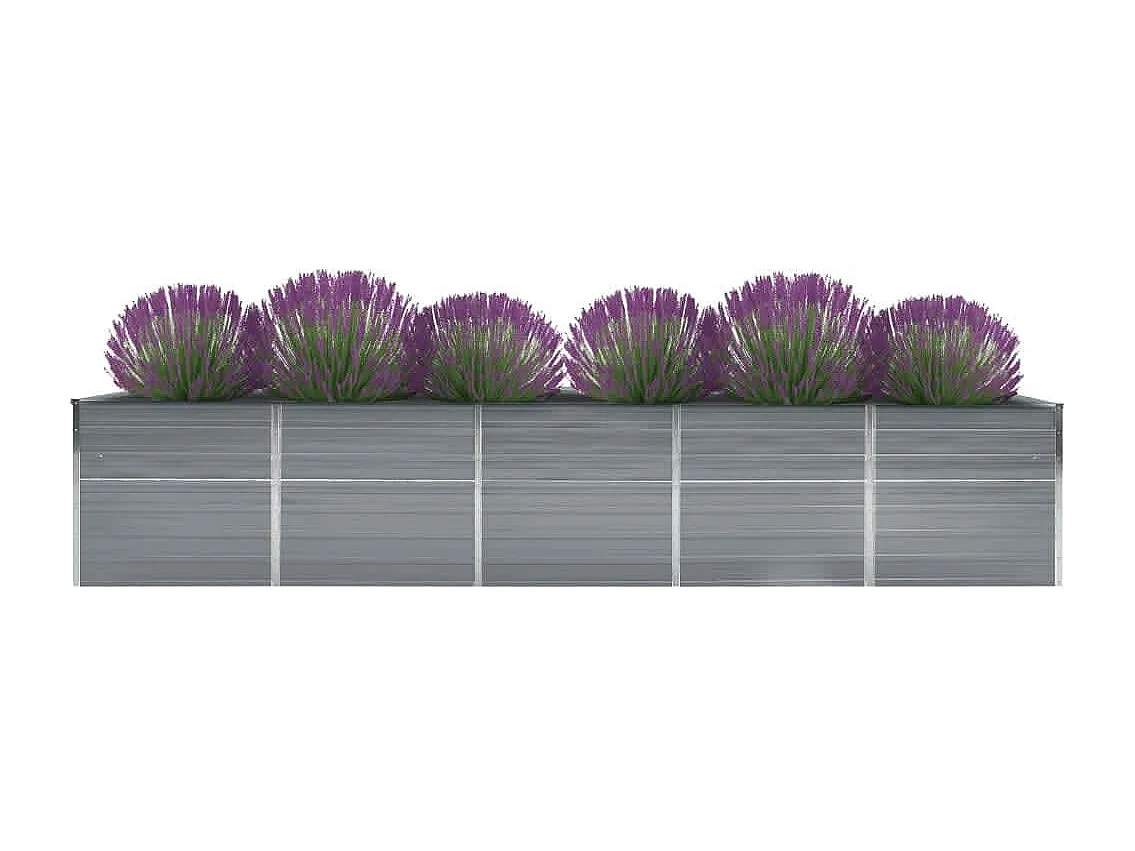Jardinera de jardín de acero galvanizado gris 400x80x77 cm ES88753
