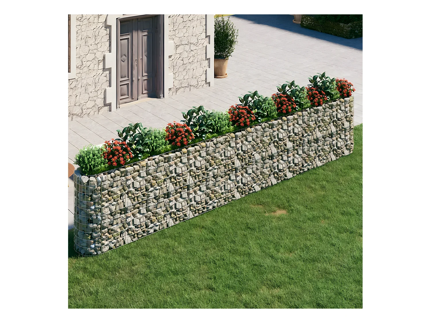 Arriate de gaviones de hierro galvanizado 540x50x100 cm ES33723