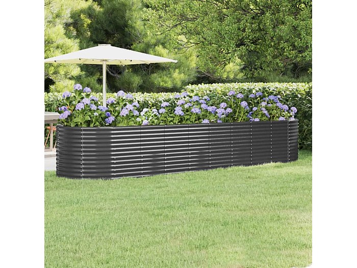 NEUF Jardinière De Jardin Acier Enduit De Poudre 249x100x36 Cm Gris Bon