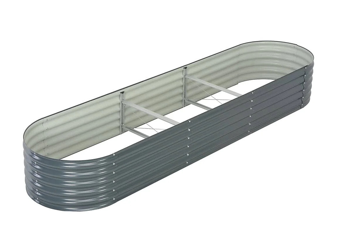 Jardinera de acero galvanizado gris 320x80x44 cm ES43263