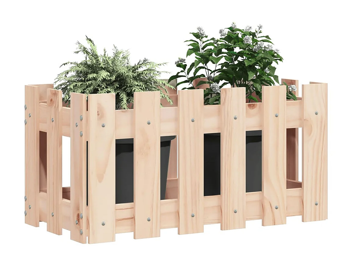 Plantenbak met hekontwerp 60x30x30 cm massief grenenhout NL350511