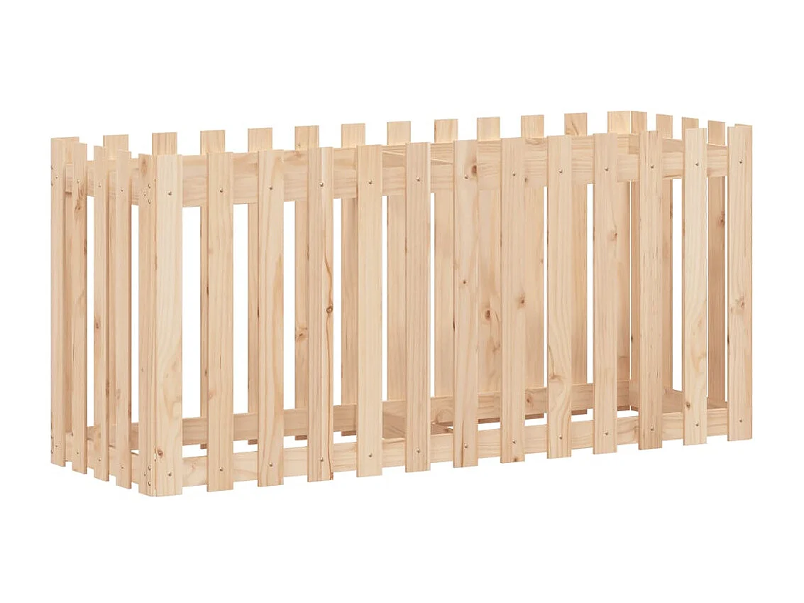 Jardinera elevado jardín con valla madera maciza pino 150x50x70cm ES89468