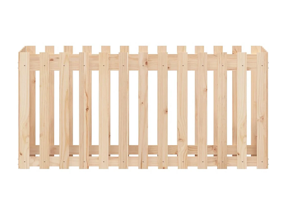 Jardinera elevado jardín con valla madera maciza pino 150x50x70cm ES89468