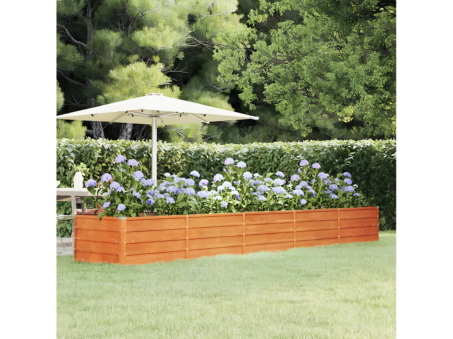 Jardinera oxidado de acero corten 400x80x45 cm ES61738