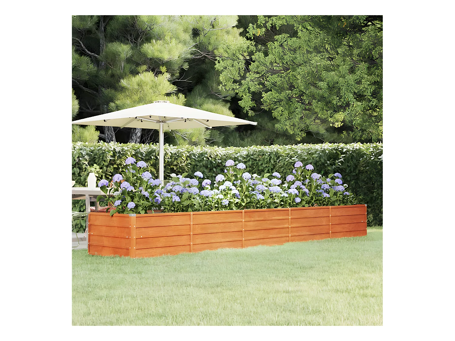 Jardinera oxidado de acero corten 400x80x45 cm ES61738
