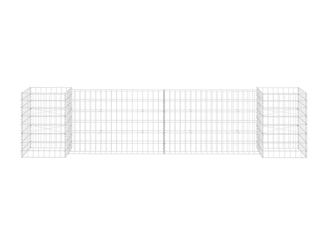Gabion plantenbak H-vormig 260x40x60 cm staaldraad