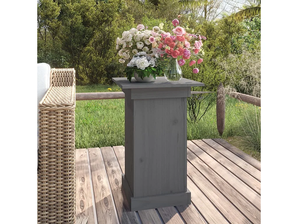 Jardinière Support à fleurs Gris 40x40x60 cm Bois de pin solide BE8884