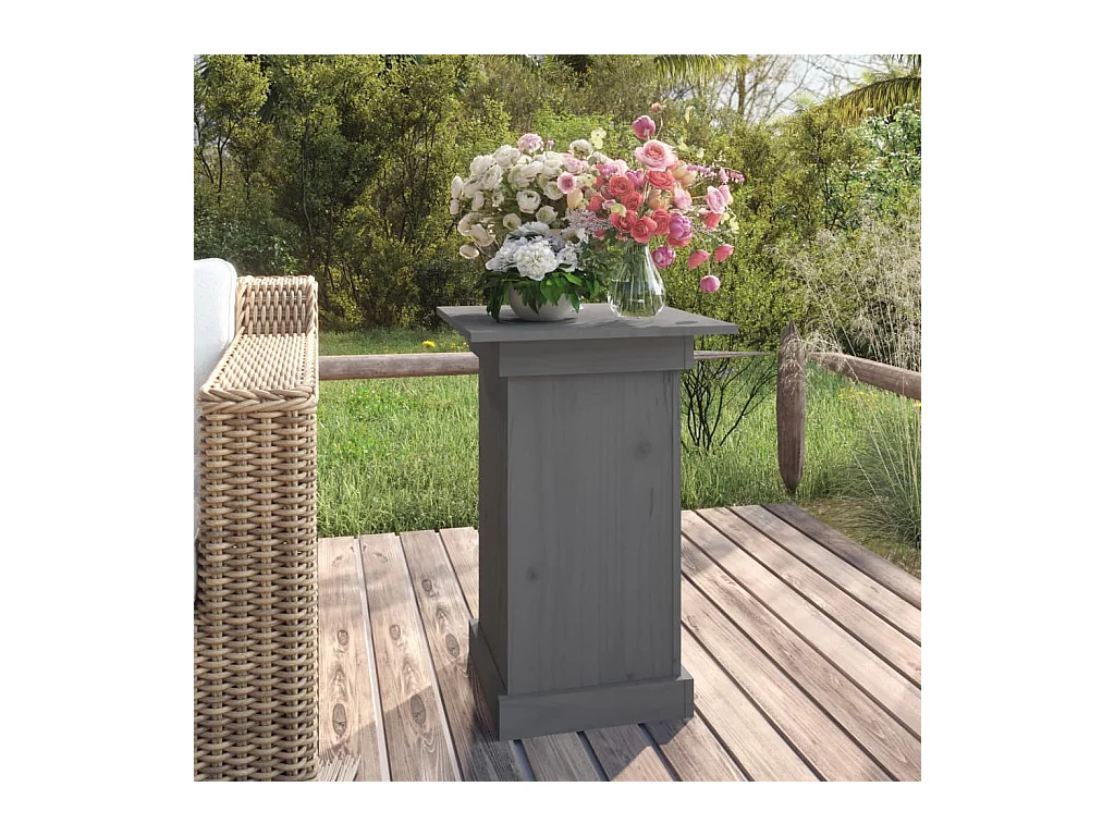 Jardinière Support à fleurs Gris 40x40x60 cm Bois de pin solide BE8884
