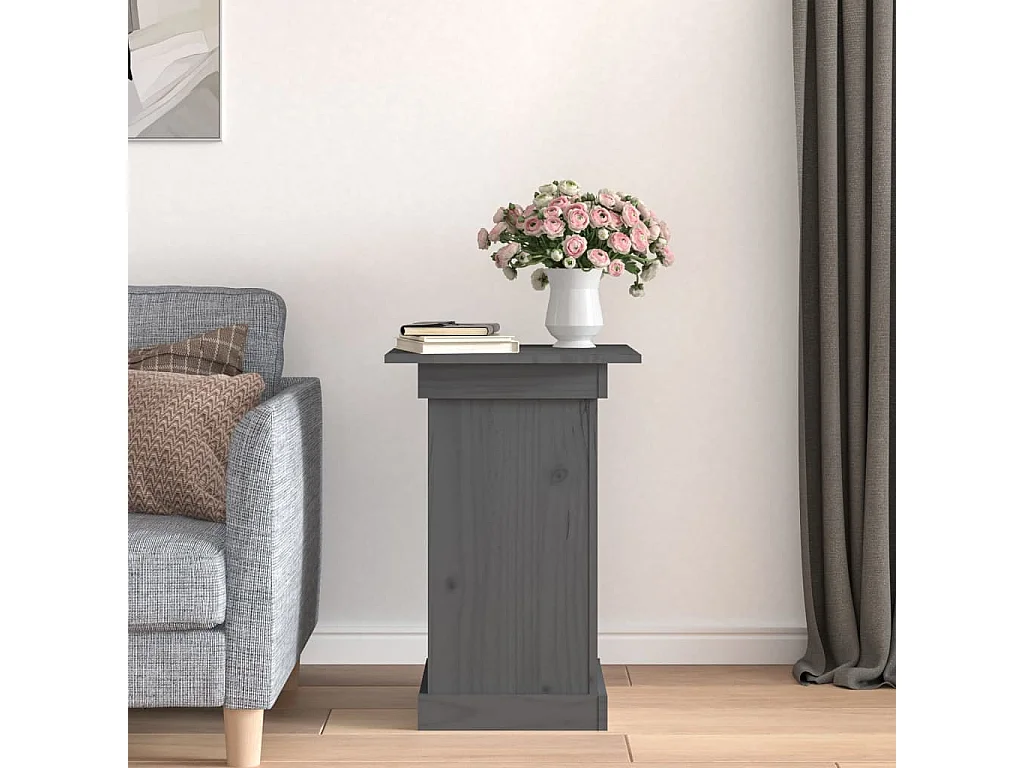 Soporte para plantas madera maciza de pino gris 40x40x60 cm ES70745