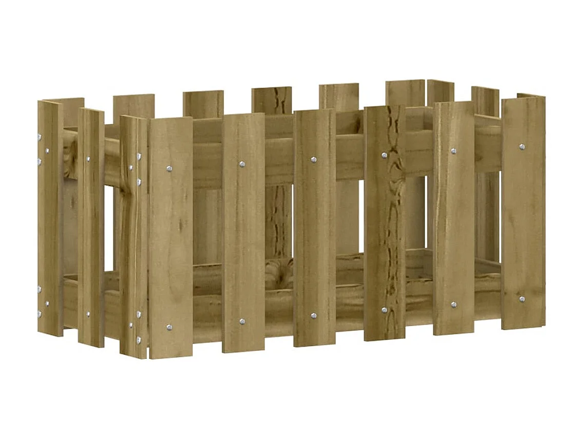 Vaso de jardim c/ design de cerca 60x30x30 cm pinho impregnado PT292491