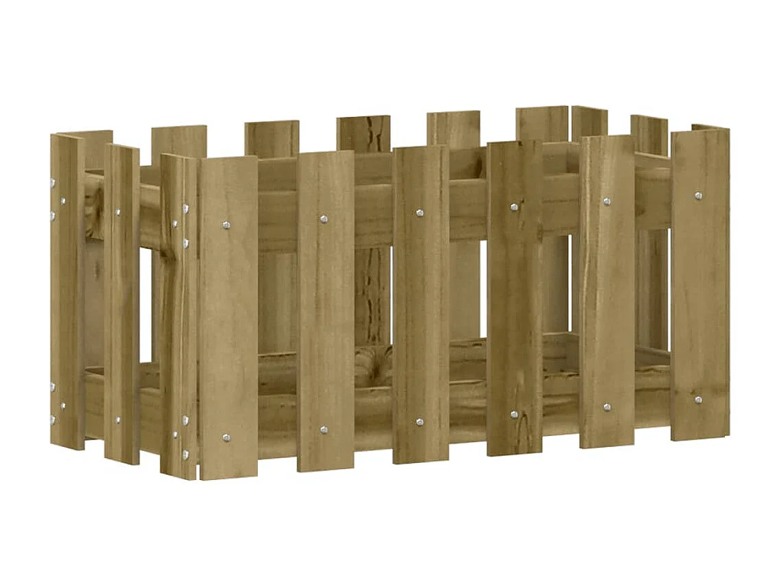 Vaso de jardim c/ design de cerca 60x30x30 cm pinho impregnado PT292491