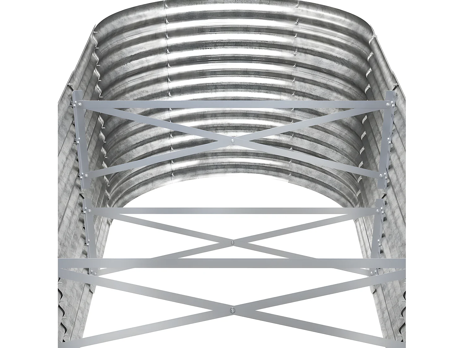 Canteiro elevado jardim 512x80x68cm aço revestido a pó prateado PT424974