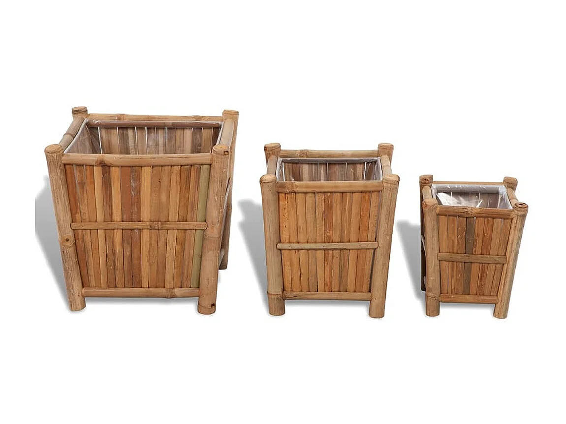 Vasos/floreiras em bambu 3 pcs forro de nylon PT235298