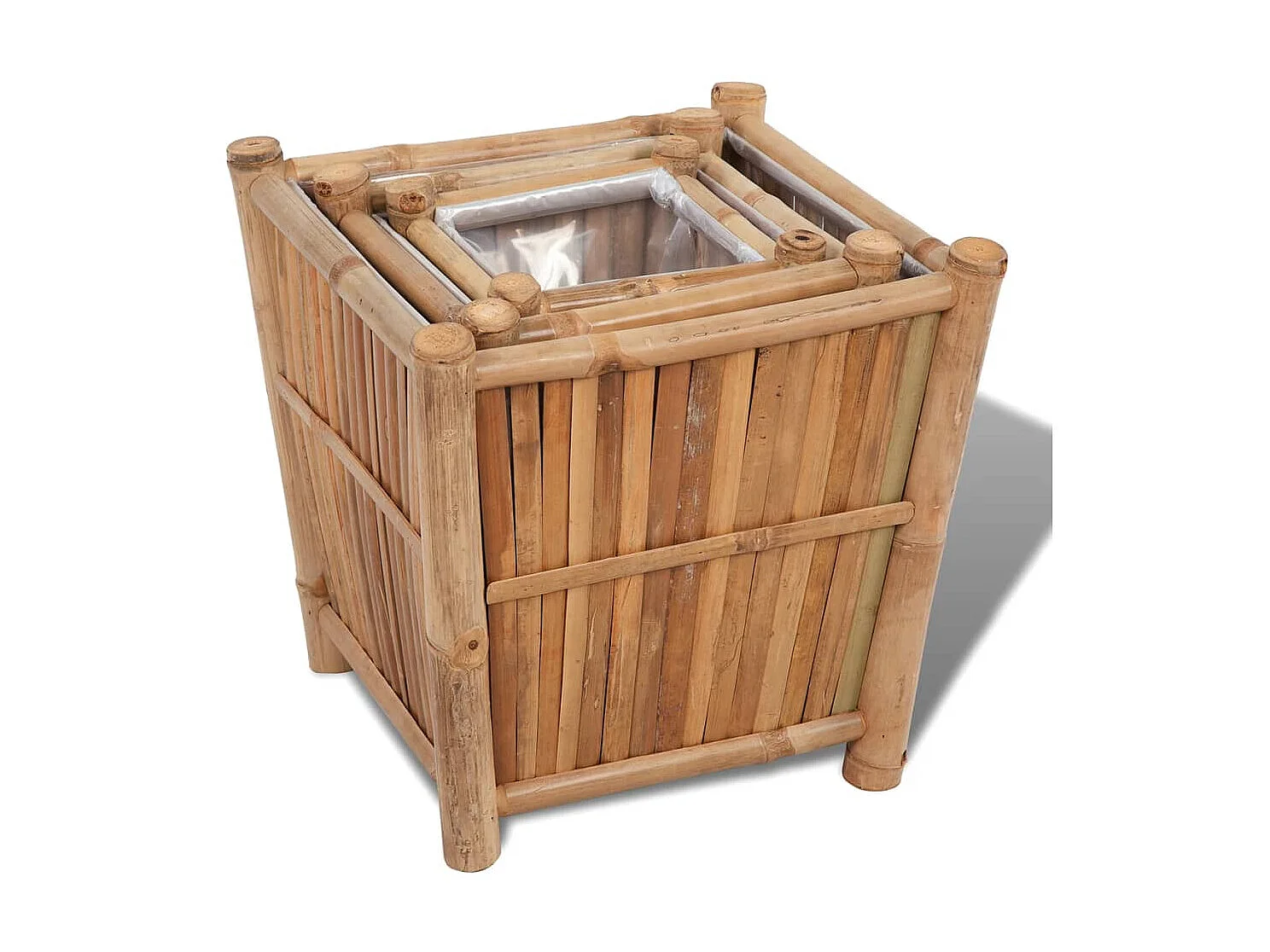 Vasos/floreiras em bambu 3 pcs forro de nylon PT235298