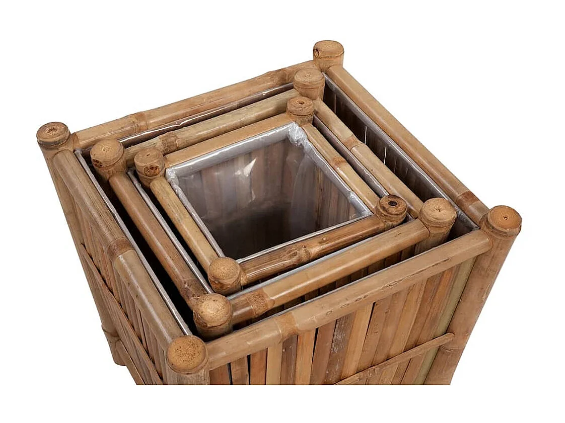 Vasos/floreiras em bambu 3 pcs forro de nylon PT235298