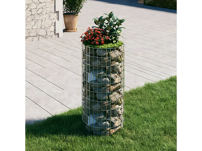 Poste circular de gaviones acero galvanizado Ø50x100 cm ES64461