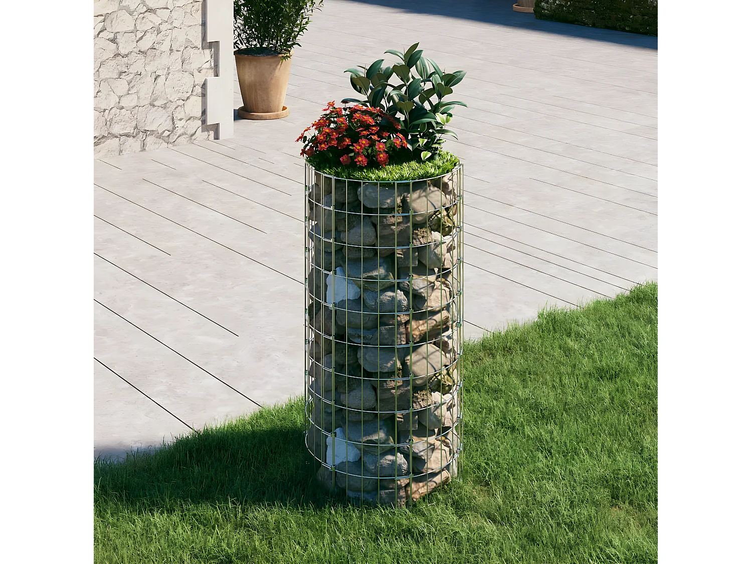 Poste circular de gaviones acero galvanizado Ø50x100 cm ES64461