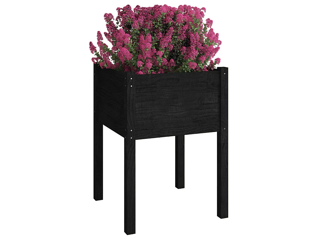 Plantenbak 50x50x70 cm massief grenenhout zwart NL977134