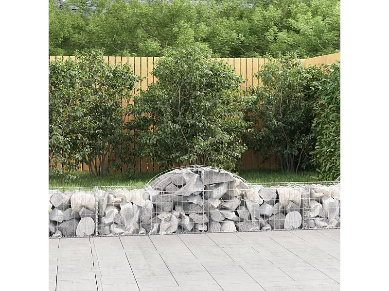 Paniers à gabions arqués 2 pcs 200x50x40/60 cm fer galvanisé WVGQ1159