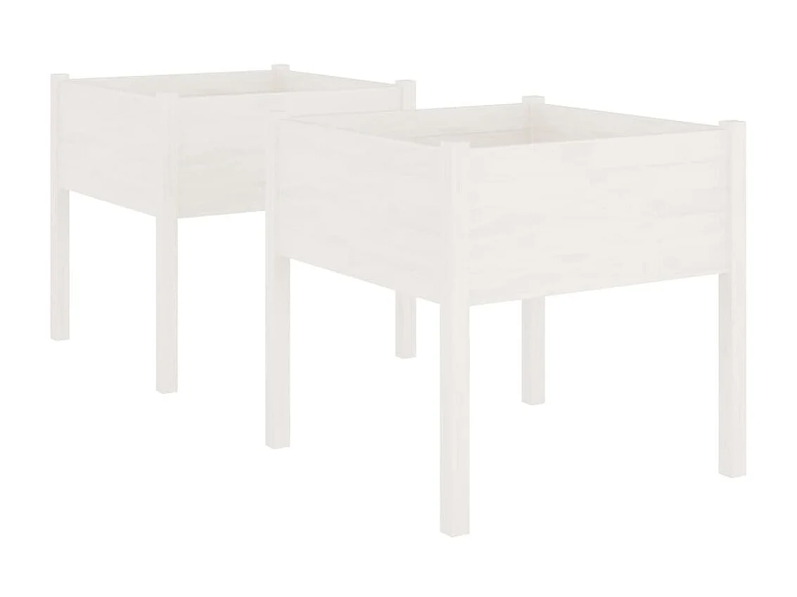 Vaso/floreira de jardim 2 pcs 70x70x70 cm pinho maciço branco PT595372