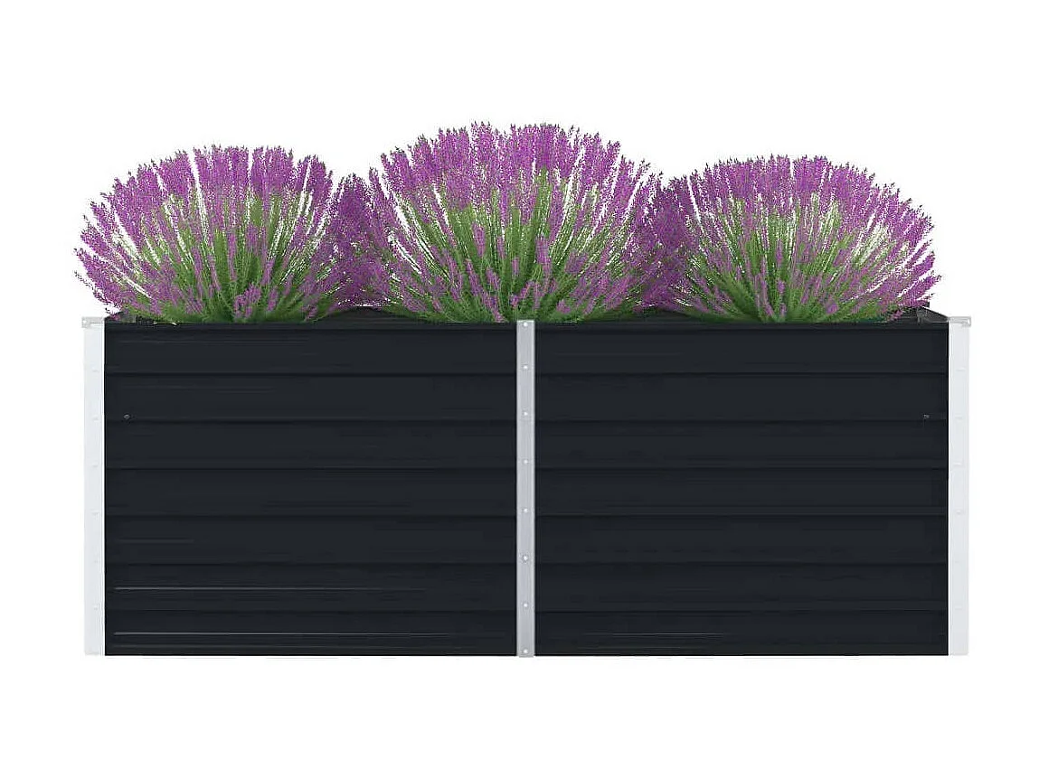 Canteiro jardim elevado 160x80x45cm aço galvanizado antracite PT488309