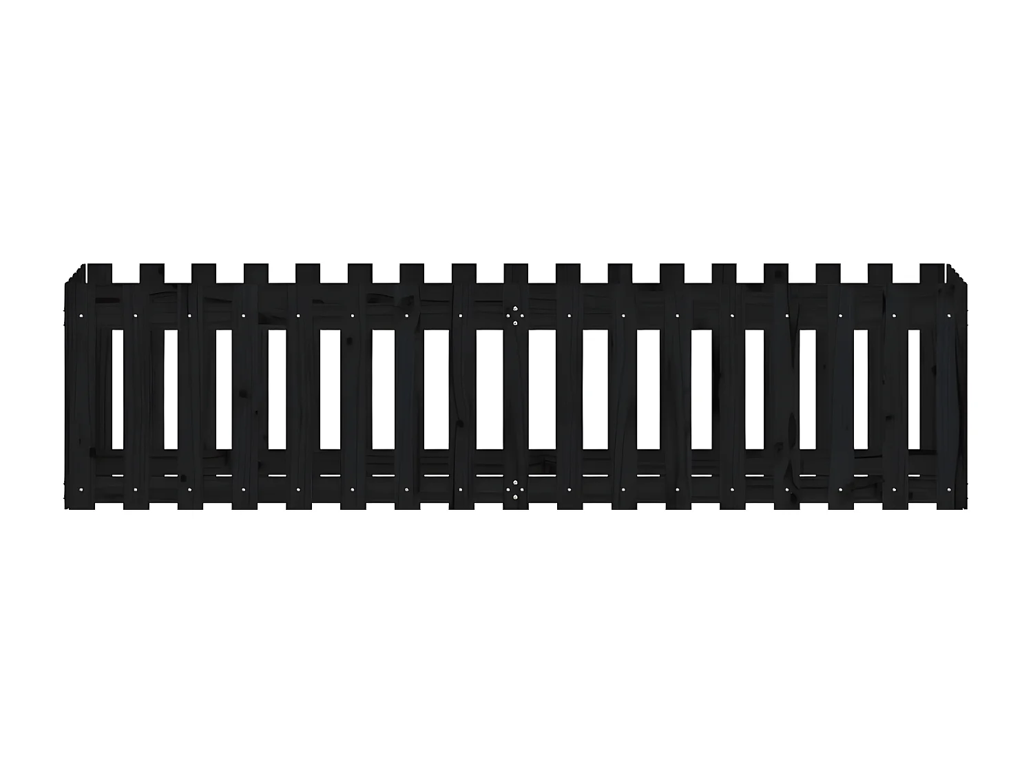Jardinera elevado jardín con valla madera pino negro 200x50x50cm ES38859