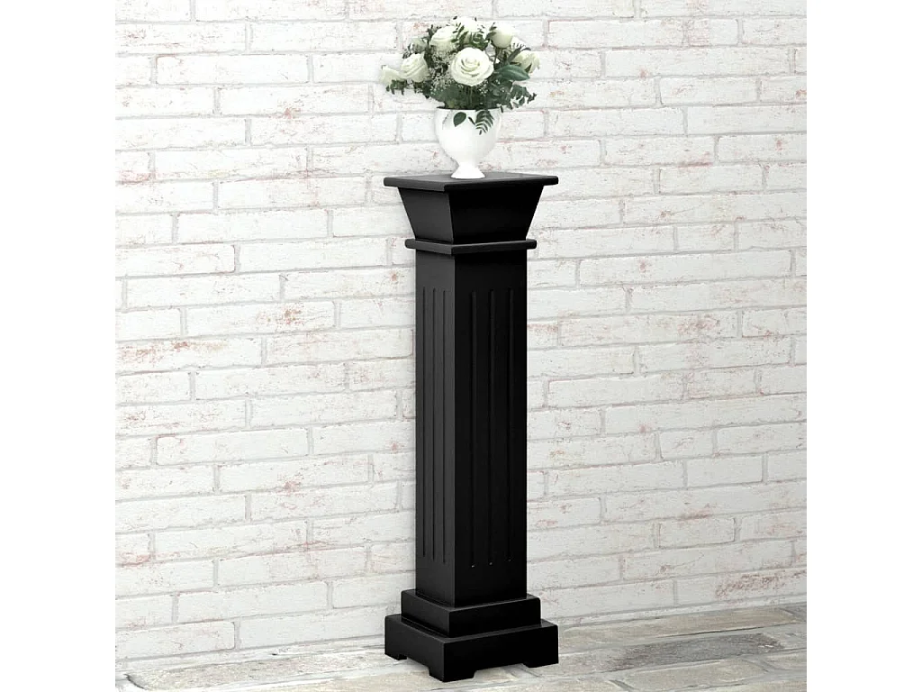 Jardinière Support pilier classique carré pour plantes Noir 17x17x66cm MDF BE3247