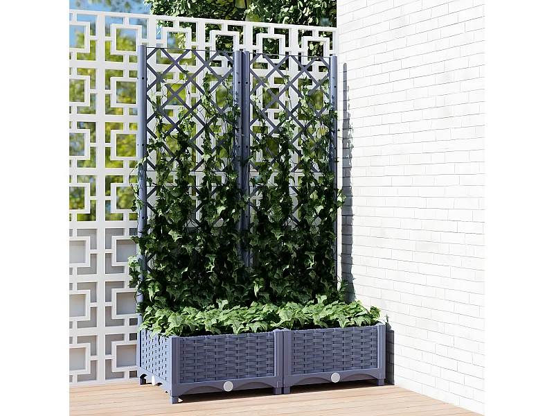 Jardinière avec treillis Gris foncé 80x40x121,5 cm PP BE5691