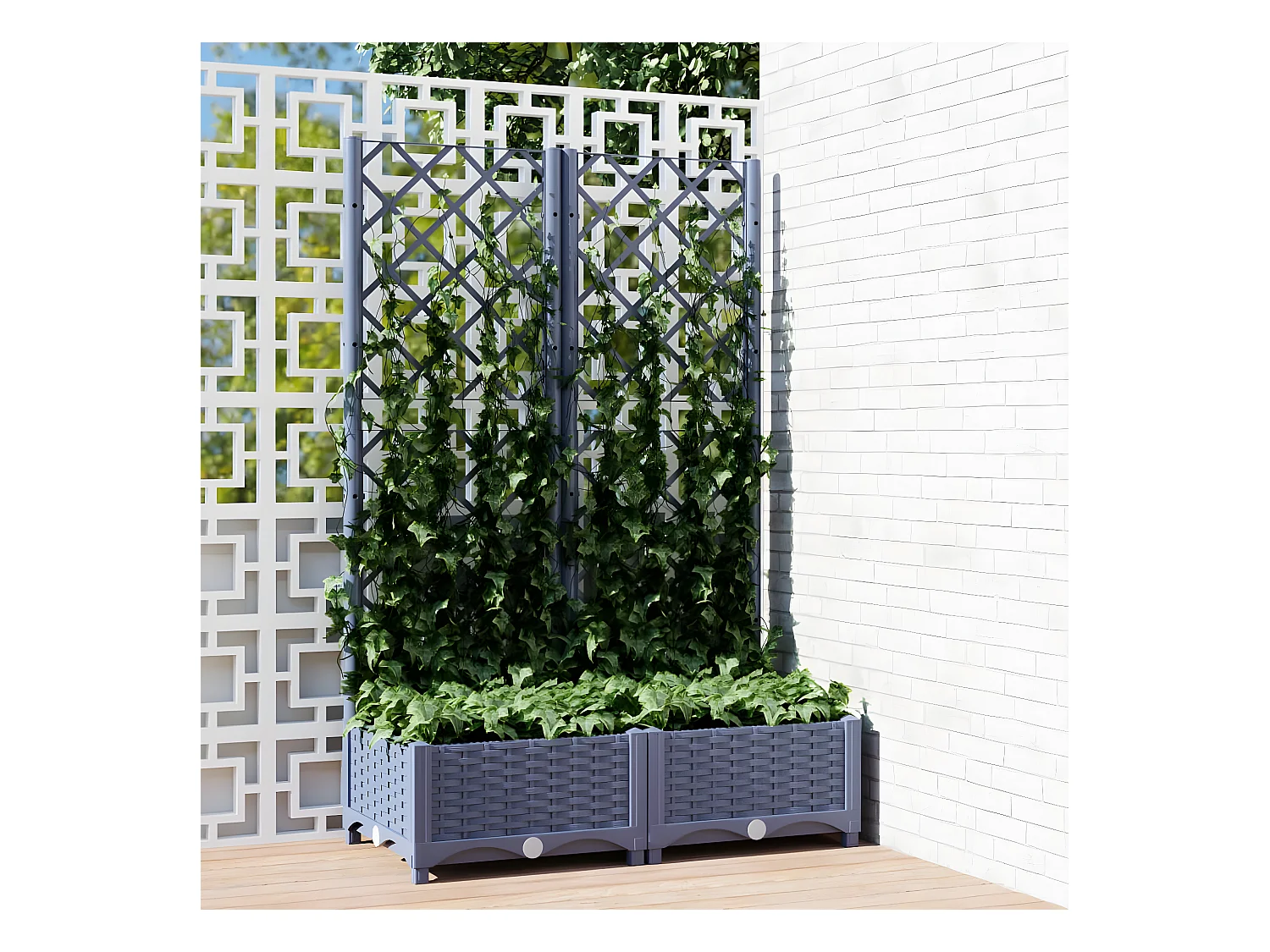 Jardinière avec treillis Gris foncé 80x40x121,5 cm PP BE5691
