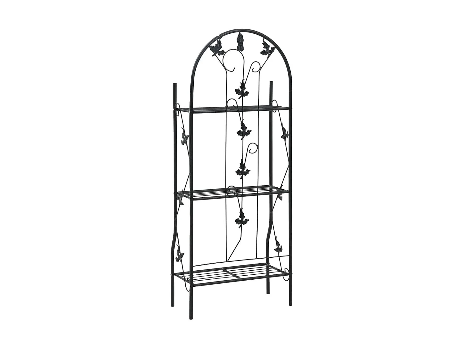 Suporte para plantas com 3 prateleiras 52x28x128 cm ferro preto PT742099