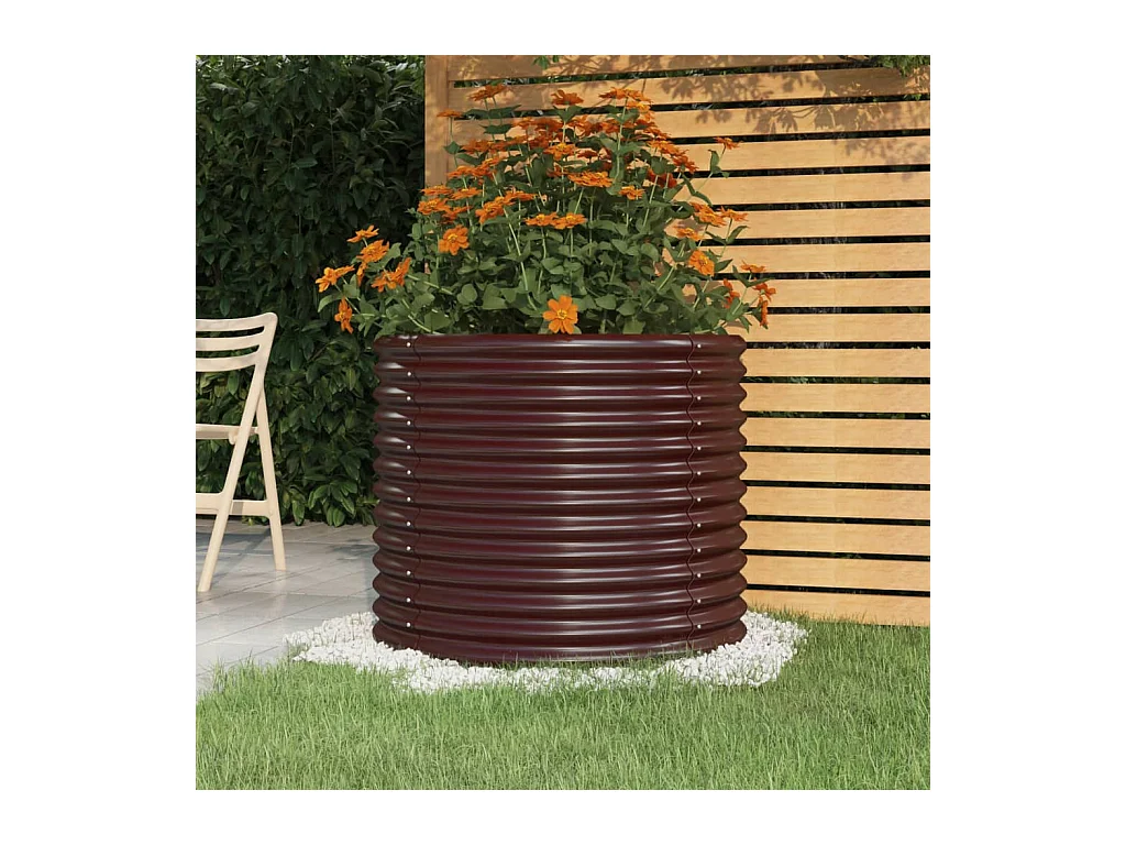 Jardinière de jardin Acier enduit de poudre 80x80x68 cm Marron BE9197
