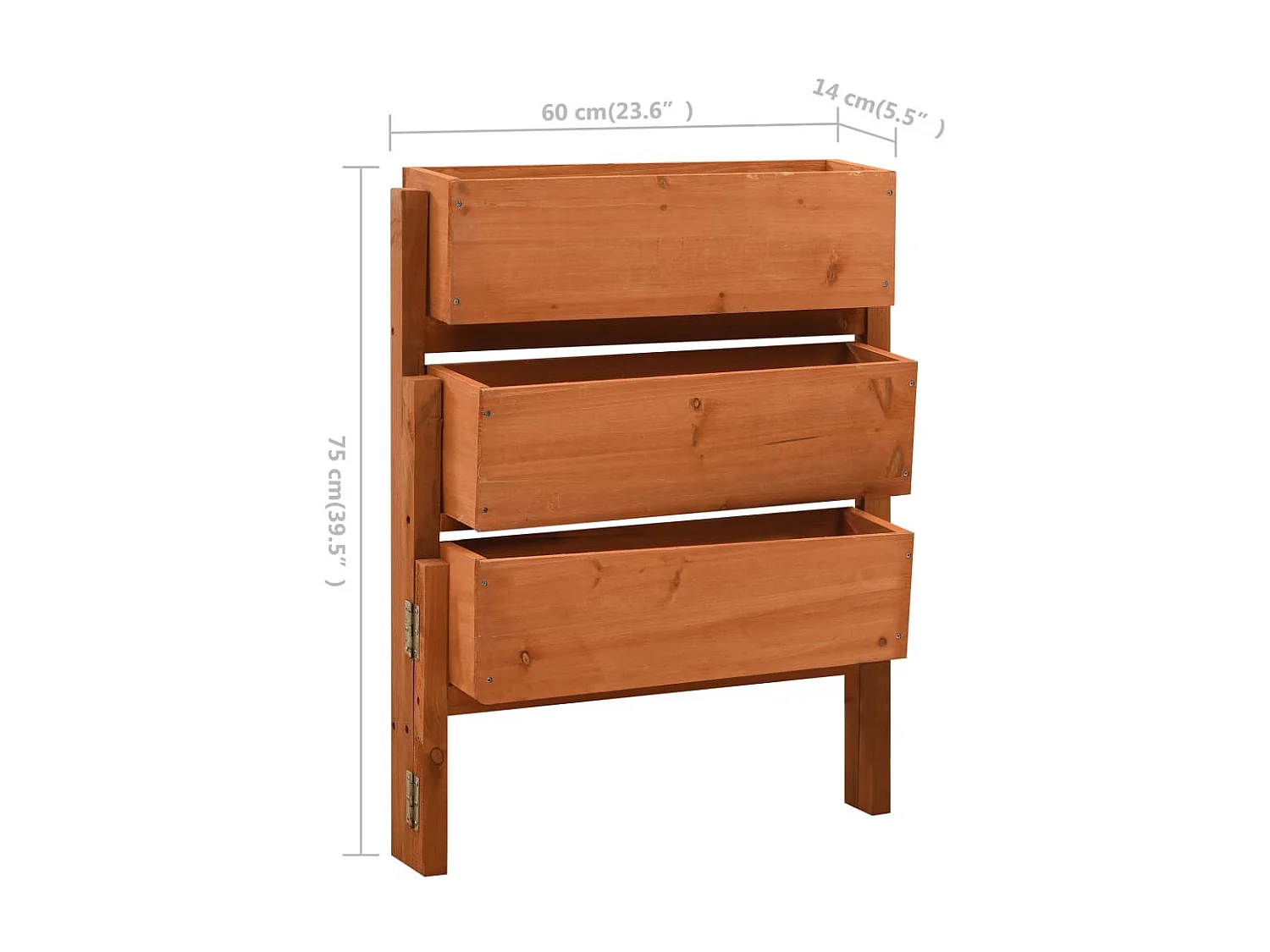 Jardinière pliable de jardin Orange 60x14x75 cm Bois de sapin  BE7871