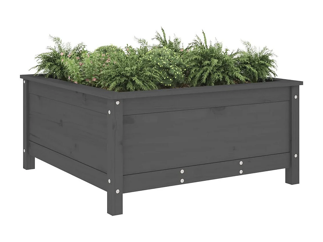 Jardinière gris 82,5x82,5x39 cm bois massif de pin BE7801
