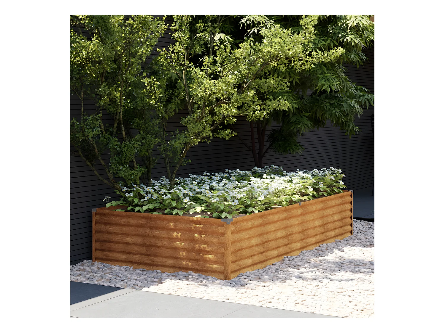 Jardinera acero corten 195x100x36 cm ES57009