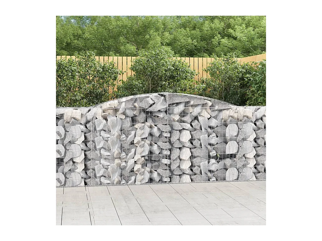 Paniers à gabions arqués 2 pcs 400x50x100/120 cm Fer galvanisé WVGQ7579