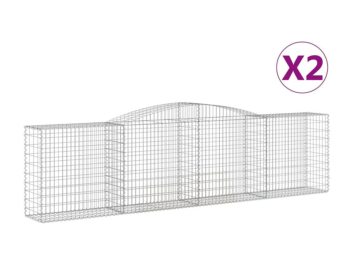 Paniers à gabions arqués 2 pcs 400x50x100/120 cm Fer galvanisé WVGQ7579