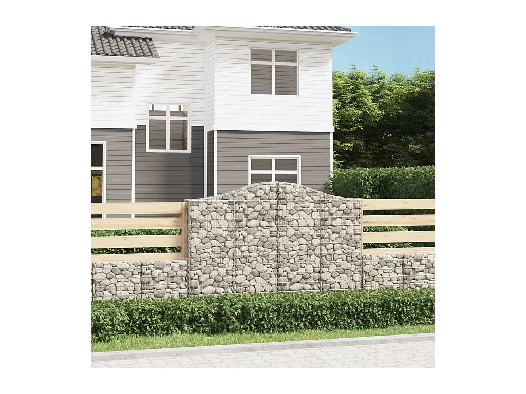 Paniers à gabions arqués 2 pcs 200x30x140/160 cm Fer galvanisé WVGQ8511