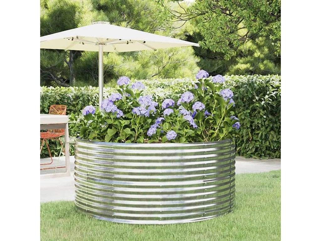 Jardinera arriate acero recubrimiento polvo plata 140x140x68 cm ES78747
