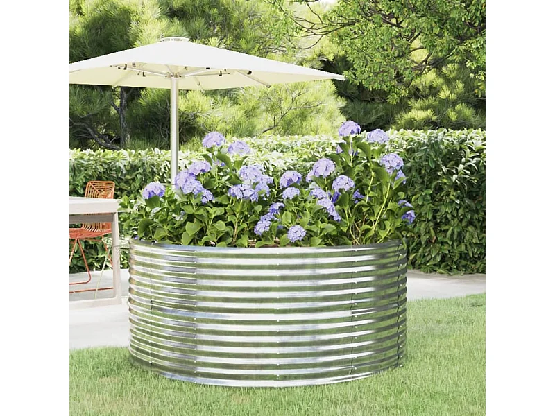 Jardinera arriate acero recubrimiento polvo plata 140x140x68 cm ES78747
