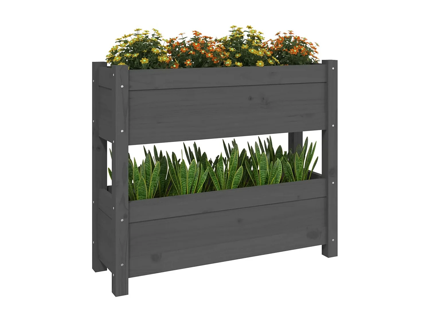 Jardinière Gris 77x25x66 cm Bois massif de pin BE3571