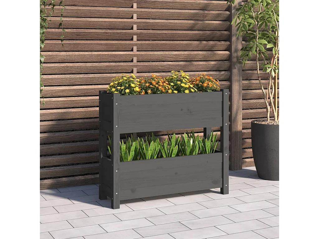 Jardinière Gris 77x25x66 cm Bois massif de pin BE3571