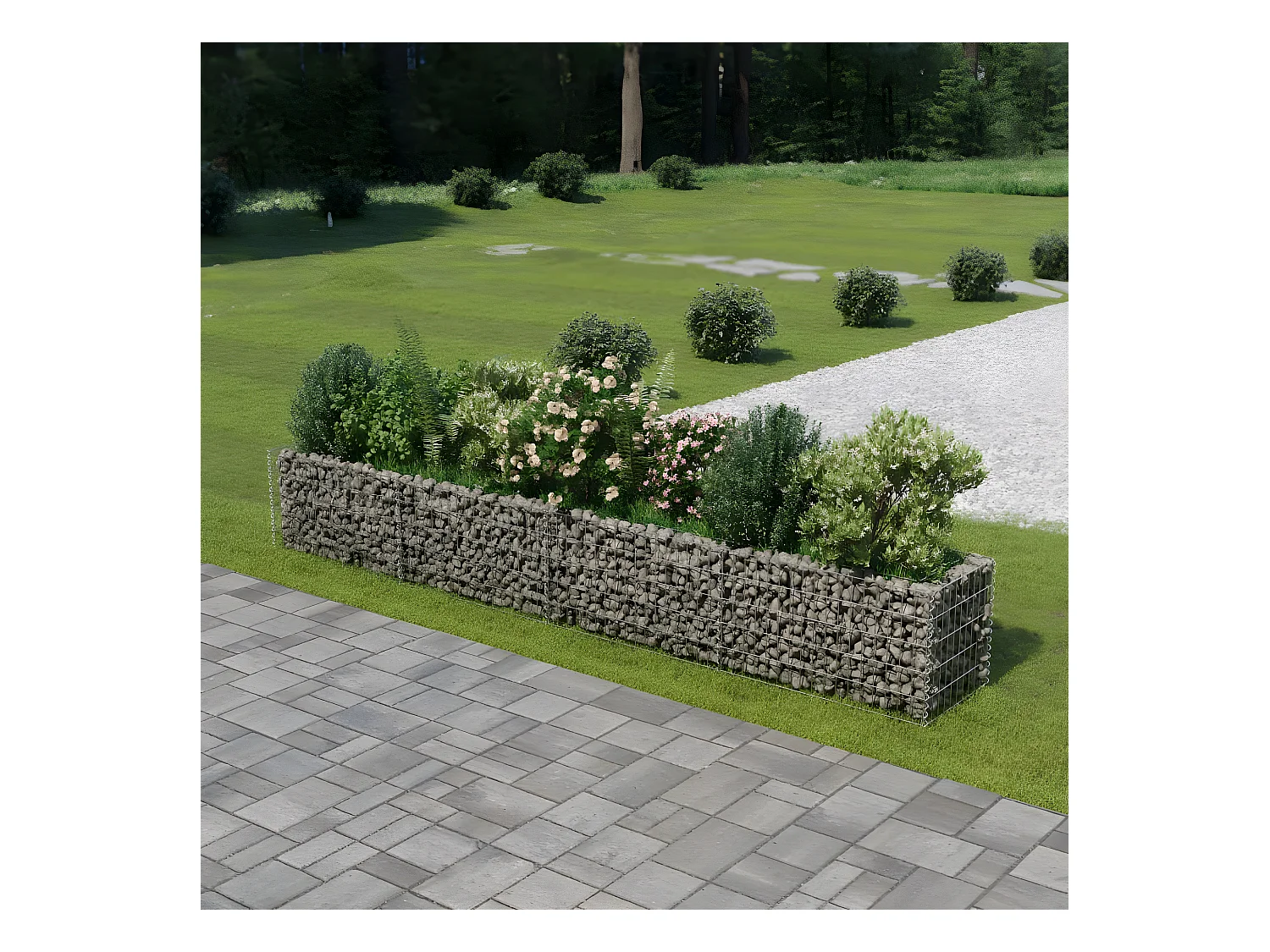 Lit surélevé à gabion Acier galvanisé 360x50x50 cm WVGQ9675